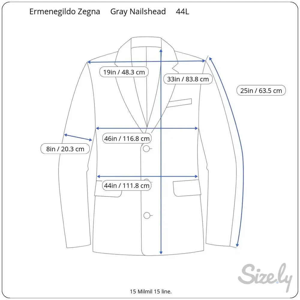 $4995 Zegna 15milmil15 Su Misura Gray Nailshead Blazer IT 56L Fits US 44L Roma